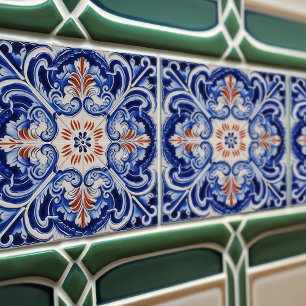 Indigo Azulejo Blauwe Portugese Lissabon Duotone Tegeltje