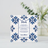 Indigo Azulejo Blue Portugal Decoratief Kaart (Staand voorkant)