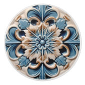 Indigo Azulejo Blue Portugal Decoratief Keramische Knop (Voorkant)