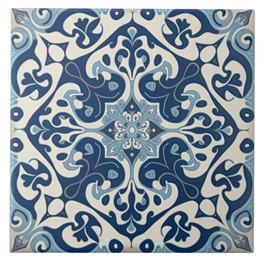 Indigo Azulejo Blue Portugal Decoratief Tegeltje (Voorkant)