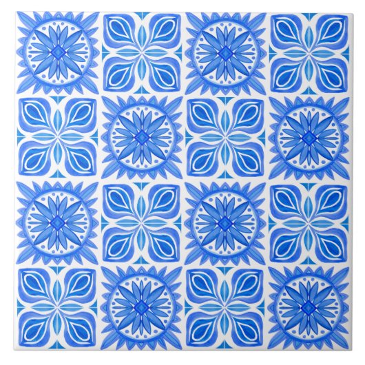 Indigo Azulejo Blue Portugal Decoratief Tegeltje (Voorkant)