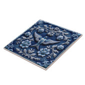 Indigo Azulejo Blue Portuguese Lisbon bird Tegeltje (Zijkant)