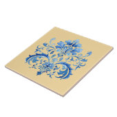 Indigo Azulejo Blue Portuguese Lisbon Botanical Tegeltje (Zijkant)