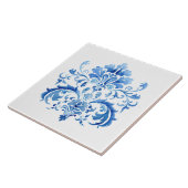 Indigo Azulejo Blue Portuguese Lisbon Botanical Tegeltje (Zijkant)