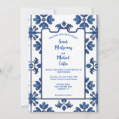 Indigo Azulejo Blue Portuguese Lisbon Decorative Kaart (Voorkant)