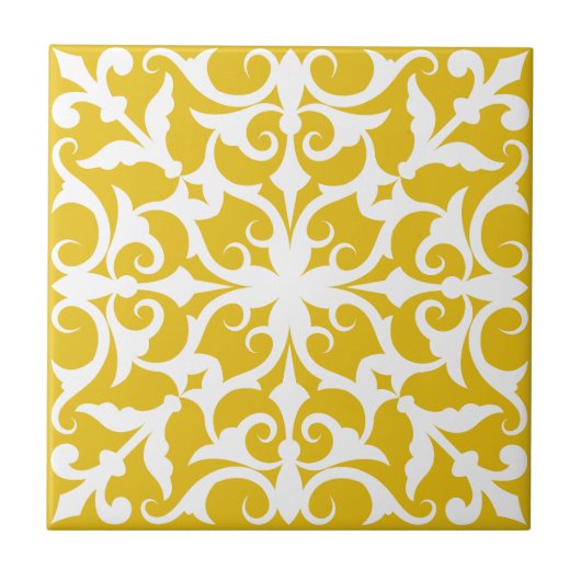 Indigo Azulejo yellow & white Portuguese  Tegeltje (Voorkant)
