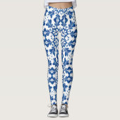 Indigo Azulejos Blue en White Pattern Tegels Leggings (Voorkant)