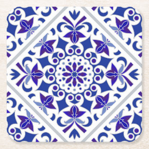 Indigo Azulejos Portugese Blauwe en witte tegels Kartonnen Onderzetters