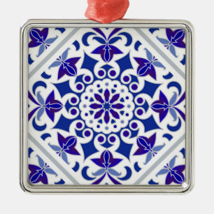 Indigo Azulejos Portugese Blauwe en witte tegels Metalen Ornament