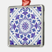Indigo Azulejos Portugese Blauwe en witte tegels Metalen Ornament (Links)