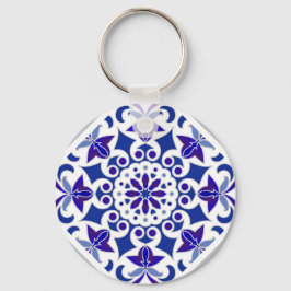Indigo Azulejos Portugese Blauwe en witte tegels Sleutelhanger