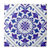 Indigo Azulejos Portugese Blauwe en witte tegels Tegeltje (Voorkant)