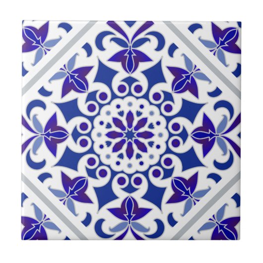 Indigo Azulejos Portugese Blauwe en witte tegels Tegeltje (Voorkant)