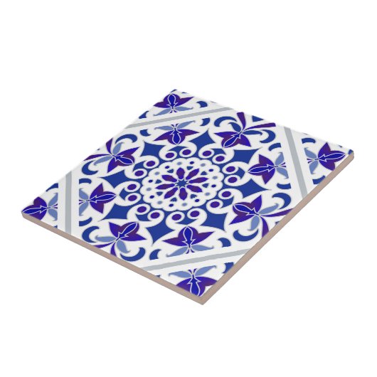 Indigo Azulejos Portugese Blauwe en witte tegels Tegeltje (Zijkant)