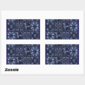 Indigo Batik Quilt - Blauw Rechthoekige Sticker (Vel)