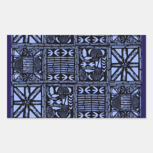Indigo Batik Quilt - Blauw Rechthoekige Sticker
