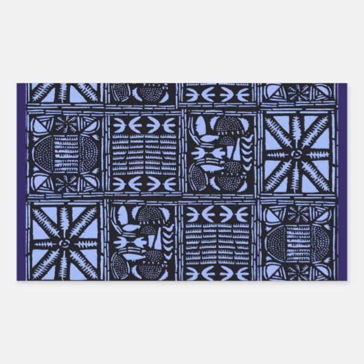 Indigo Batik Quilt - Blauw Rechthoekige Sticker (Voorkant)
