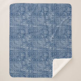 Indigo Batik Sherpa Blanket Deken