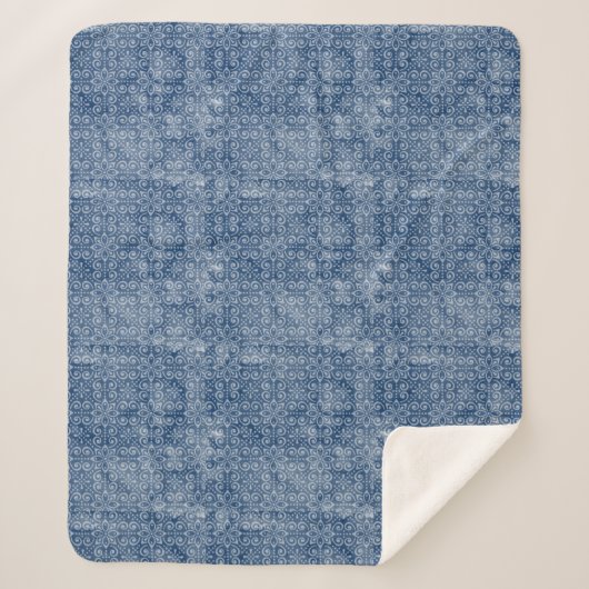 Indigo Batik Sherpa Blanket Deken (Voorkant)