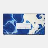 Indigo Blau Abstract Modern Professioneel Bureaumat (Keyboard & Muis)