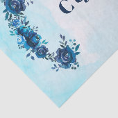 Indigo Blau Aquarel Bloemen Bloemstuk Bruiloft Tissuepapier (Detail)