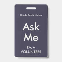 Indigo Blau Ask Me Badge voor Vrijwilligers