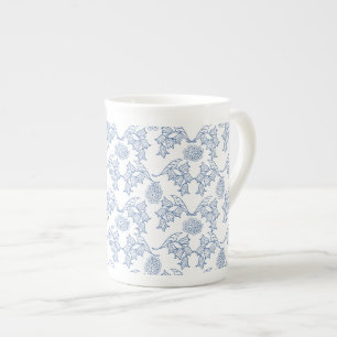 Indigo Blau Etnische Bloemprint Beenderporselein M Porselein Kop