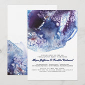 Indigo Blau Modern Watercolor Verlovingsfeest Kaart (Voorkant / Achterkant)
