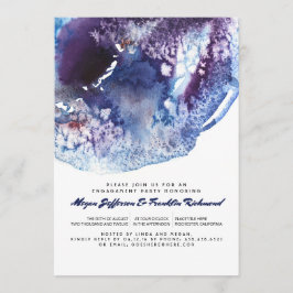 Indigo Blau Modern Watercolor Verlovingsfeest Kaart