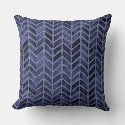 Indigo Blau Pijl Patroon Kussen (Voorkant)