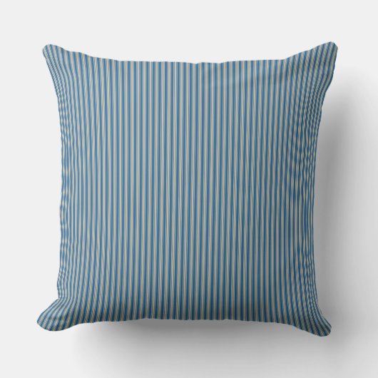 Indigo Blau Ticking Streep Kussen (Voorkant)
