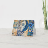 Indigo Blauw Abstracte Kunst Collage Blank Note Ka Feestdagen Kaart (Achterkant)