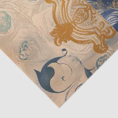Indigo Blauw Abstracte Kunst Collage Decoupage Tissuepapier (Detail)