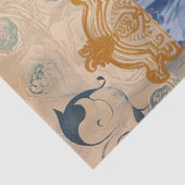 Indigo Blauw Abstracte Kunst Collage Decoupage Tissuepapier (Detail)