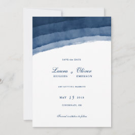 Indigo Blauw Aquarel Save the Date