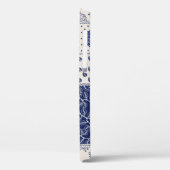 Indigo Blauw Beige Bloemen Patchwork Case-Mate iPhone Case (Achterkant / Links)