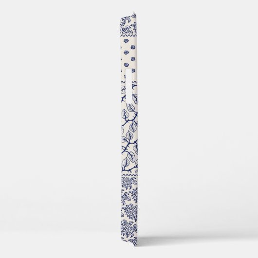 Indigo Blauw Beige Bloemen Patchwork Case-Mate iPhone Case (Achterkant / Rechts)