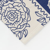 Indigo Blauw Beige Bloemen Patchwork Fleece Deken (Hoek)