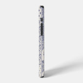 Indigo Blauw Beige Bloemen Patchwork iPhone Hoesje (Linkerkant)