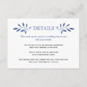 Indigo blauw blad patroon bruidsinsert kaart (Voorkant)