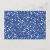 Indigo blauw blad patroon bruidsinsert kaart (Achterkant)