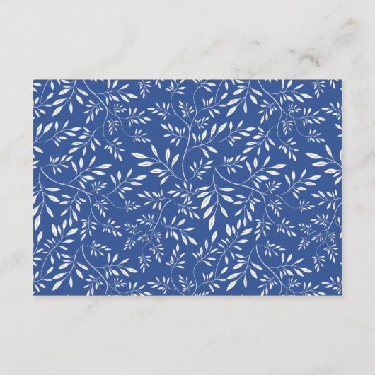Indigo blauw blad patroon bruidsinsert kaart (Achterkant)