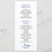 Indigo blauw blad patroon bruiloft programma programmakaart (Achterkant)