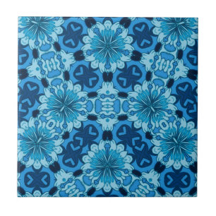Indigo Blauw Bloemen Chinees patroon Tegeltje