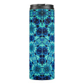 Indigo Blauw Bloemen Chinees Tegel Patroon Thermosbeker (Achterkant)