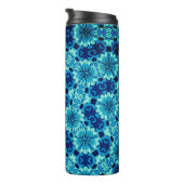 Indigo Blauw Bloemen Chinees Tegel Patroon Thermosbeker (Geroteerd rechts)