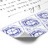 Indigo Blauw Boho Mimosa Bar Bord Poster (Hoek)