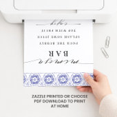 Indigo Blauw Boho Mimosa Bar Bord Poster