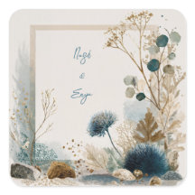 Indigo Blauw Botanische Zee Rustieke Trouwdag