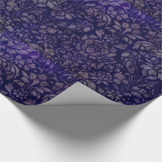  Indigo Blauw Damask Cadeaupapier (Hoek)